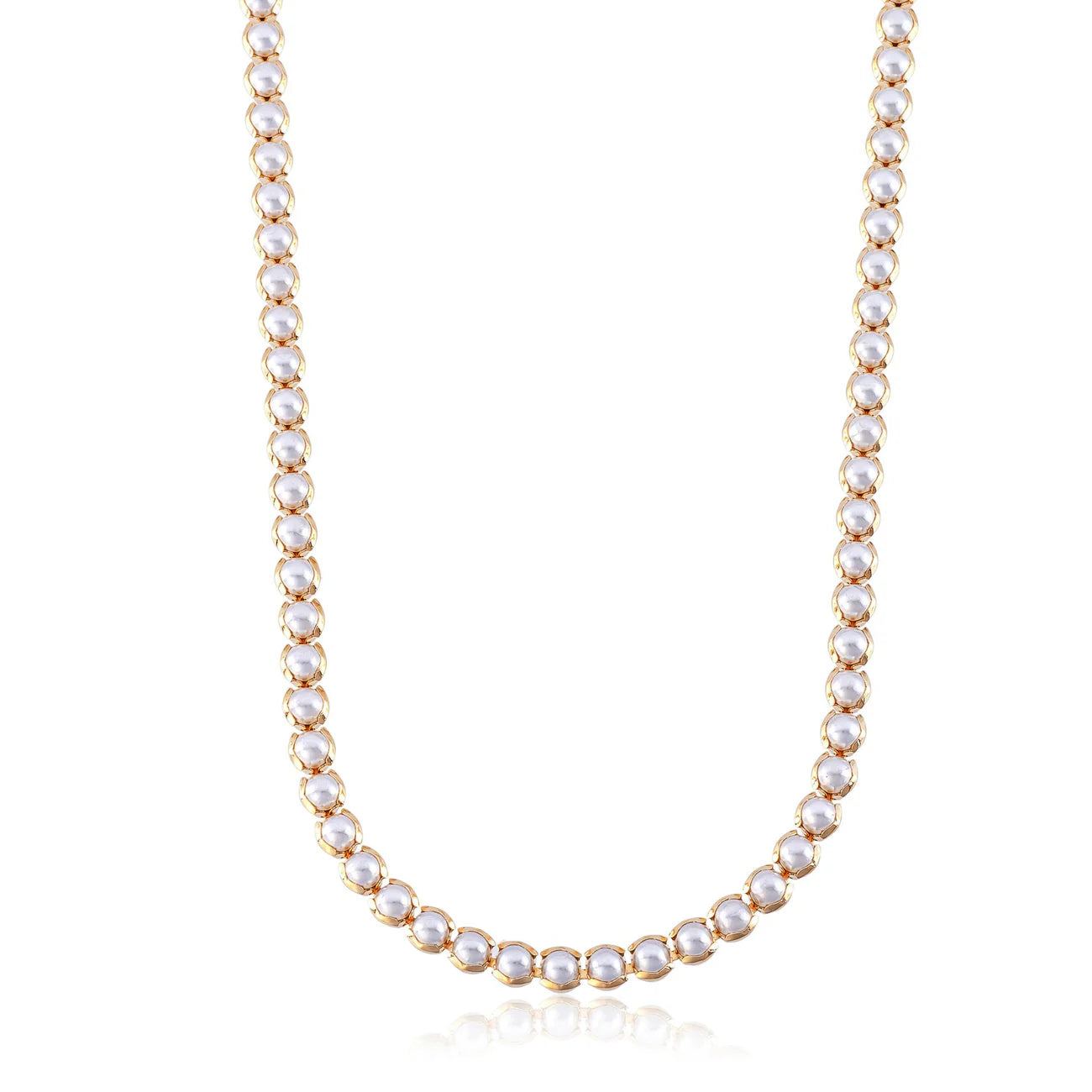 Riviera Pearl Necklace, 18k Gold Plated