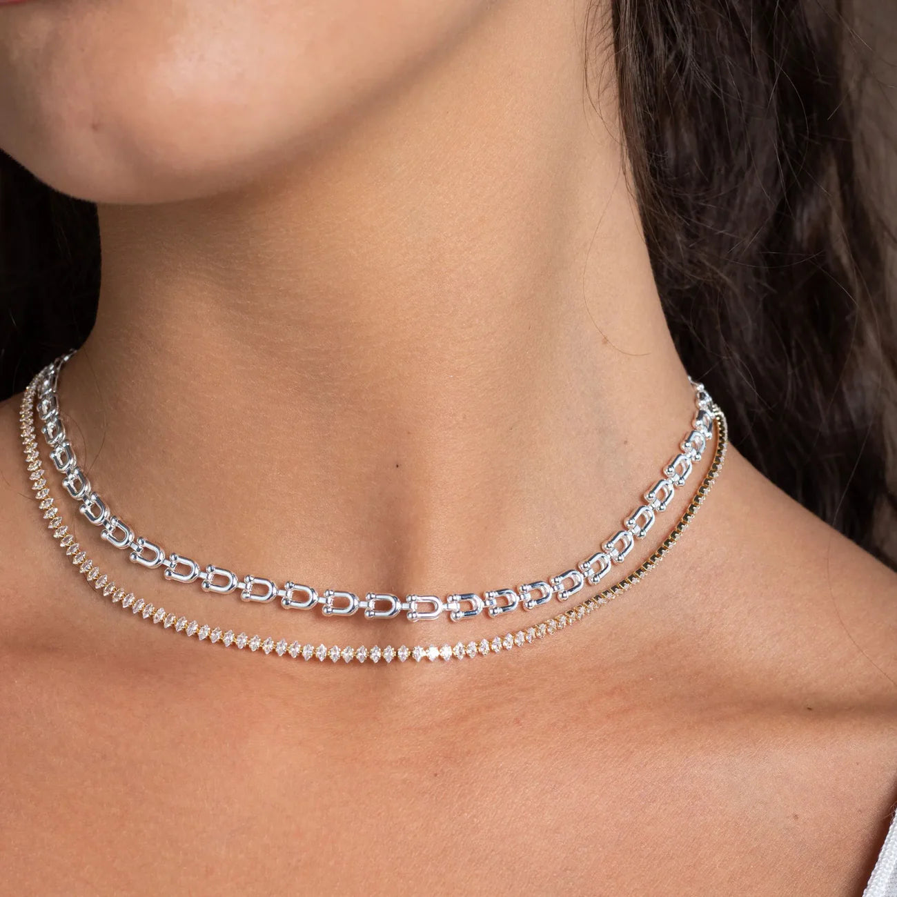 Riviera Necklace with Cubic Zirconia, 18k Gold Plated