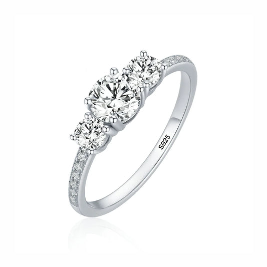 Three-Stone Engagement Ring in 925 Sterling Silver