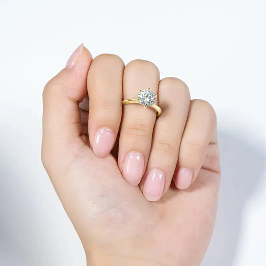Classic Solitaire Moissanite Ring 1ct, 18k Gold Plated