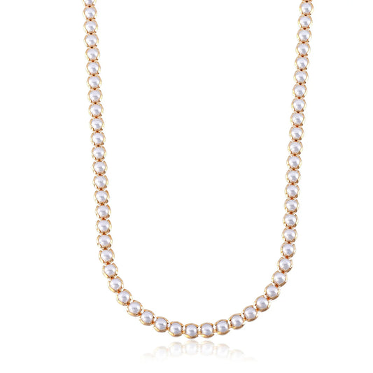 Riviera Pearl Necklace, 18k Gold Plated