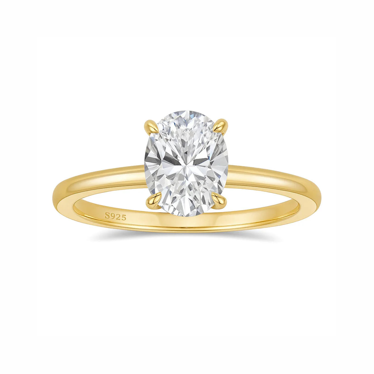 3ct Solitaire Ring, 18k Gold Plated